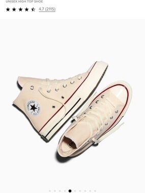 Converse High Top Sneakers in Pale Pink with Red Trim